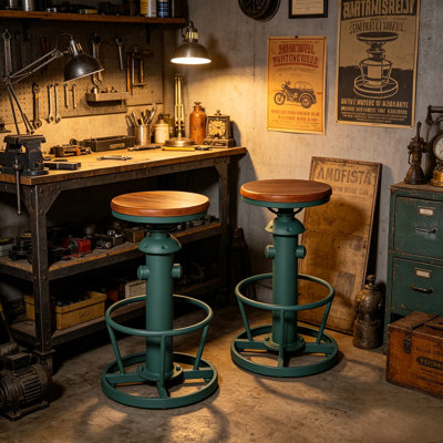 Tabouret de bar de cuisine antique et industriel