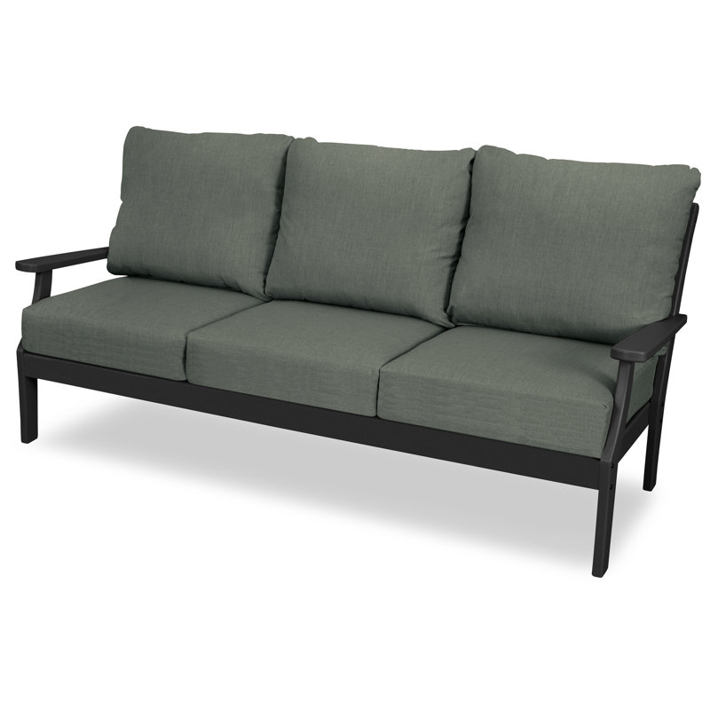 Yacht Club Deep Seating Sofa, Charcoal Black, Cast Sage