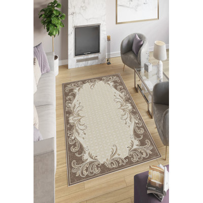 Antibacterial Hall Carpet, 100% Polyester, Cream Color, 39.4 x 59.1 inches | 650 g/m², 0.16 inches Pile Height | Eco-Friendly, Non-Slip PVC Dot Underside, Machine Washable, Digital Printed Design for Easy Care