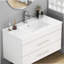 39.4-Inch White Ceramic Bathroom Sink, Fits 36-Inch Vanity,Pre-Drilled Faucet Hole,Modern Minimalist Design,Durable & Easy To Clean