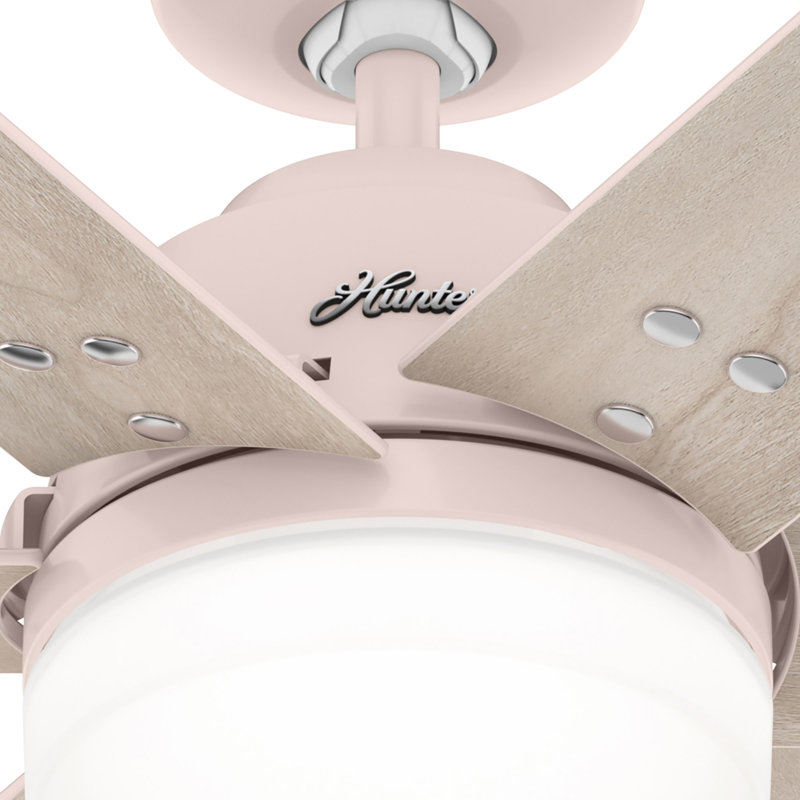 44" Blush Pink Ceiling Fan with Light and Remote Control