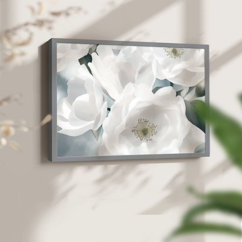 Floral Series-XVIII -Framed Print - Restickable, H 8 po x l 10 po, Gris