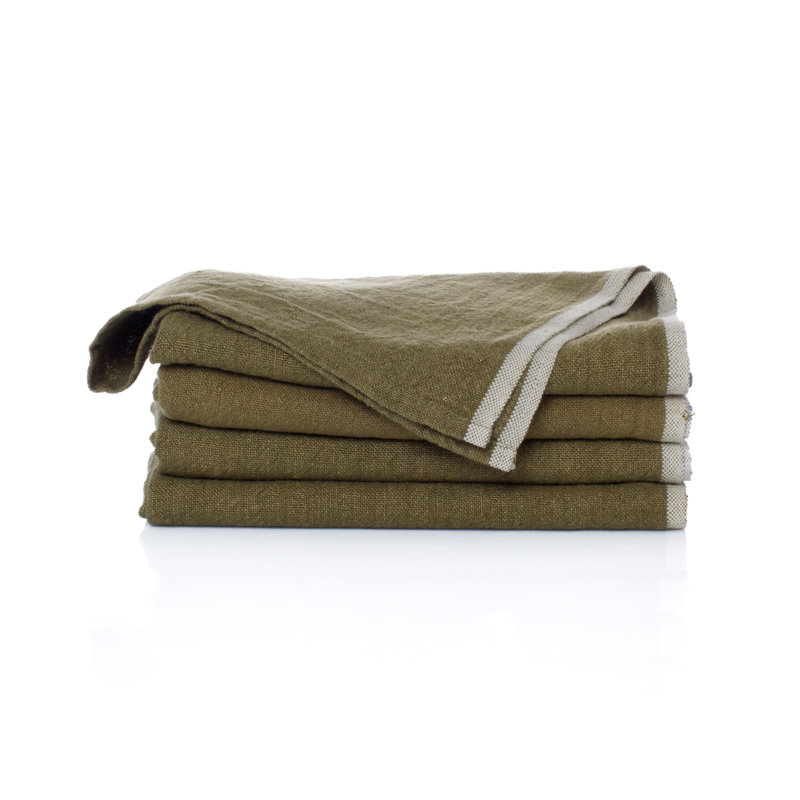Chunky Linen Square Napkins, Green