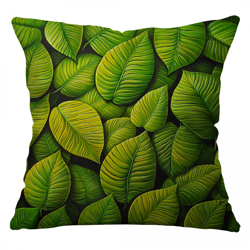 Coussin Leaves, coussins en sergé de coton botanique, Carré 26 po