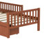 Lit plateforme simple en bois de noyer avec garde-corps double et deux tiroirs de rangement, tête de lit droite, matériau solide, 8 lattes uniformément espacées, option d'optimisation de l'espace pour la chambre à coucher