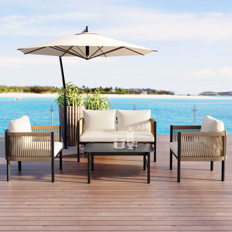 Multi-Person Outdoor Sofa Combination With 1 Table, Beige