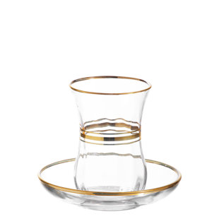 Glass Teacup and Saucer (Set of 12)