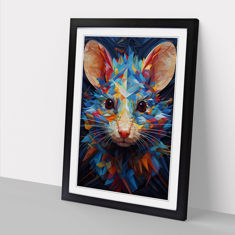 Rat Rat Rat Geometric No.3 - Single Picture Frame Print on Wood, 64cm H x 46cm W, Black Framed