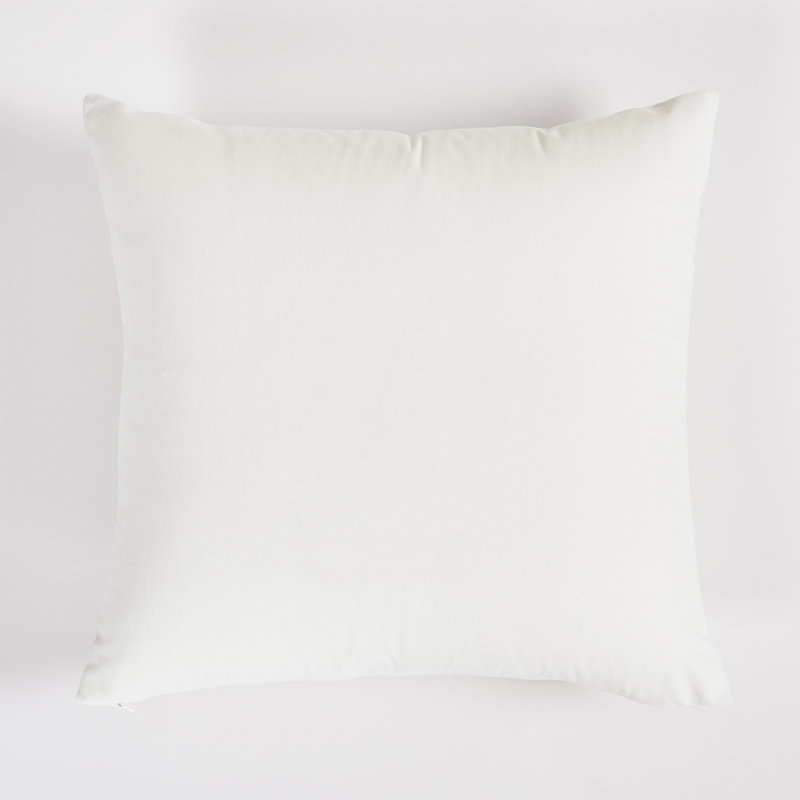 Coussin en velours de couleur unie, Carré, H 18 po x l 18 po, Blanc
