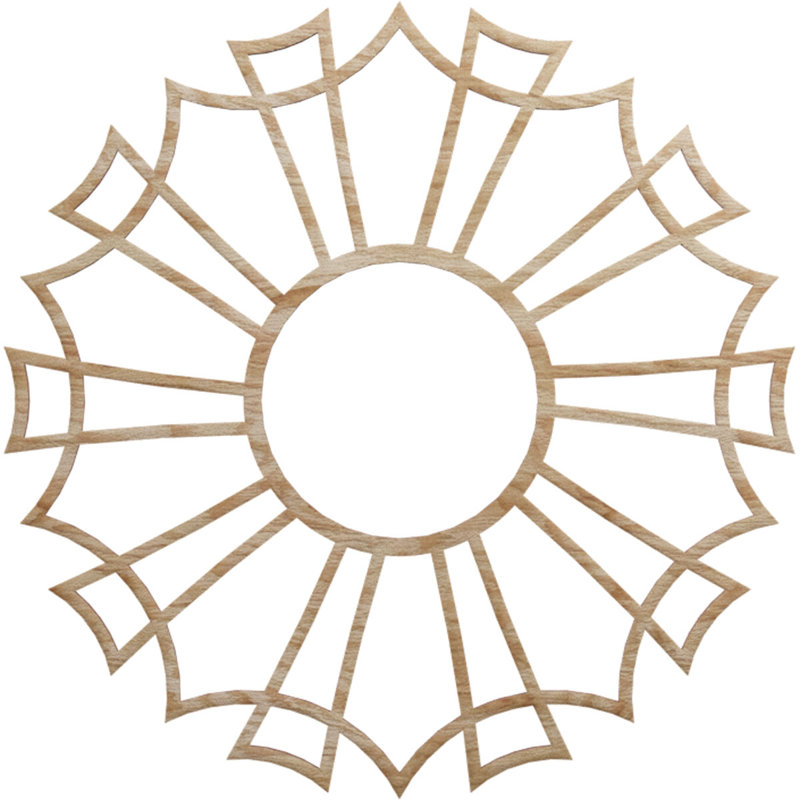 26"OD x 9 1/8"ID x 1/4"T Augustus Wood Fretwork Pierced Ceiling Medallion, Hickory, Red Oak, 24" H x 24" W x 0.38" D