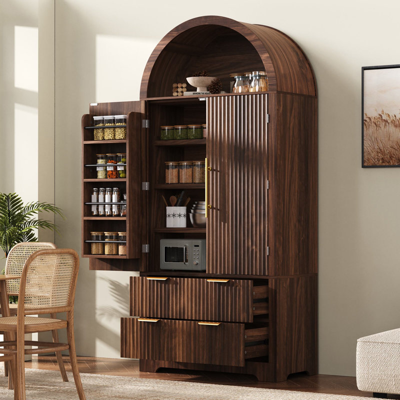 Armoire de rangement de 72 po de haut avec rangement à cannelures et garde-manger 72 po avec 2 tiroirs pour les cuisines et le salon