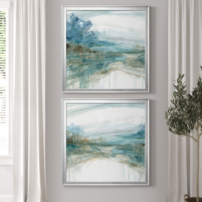 Shimmering Treeline I - ensemble de 2 reproductions d'art, Pas de tapis, H 34,5 po x l 69 po x P 1,5 po