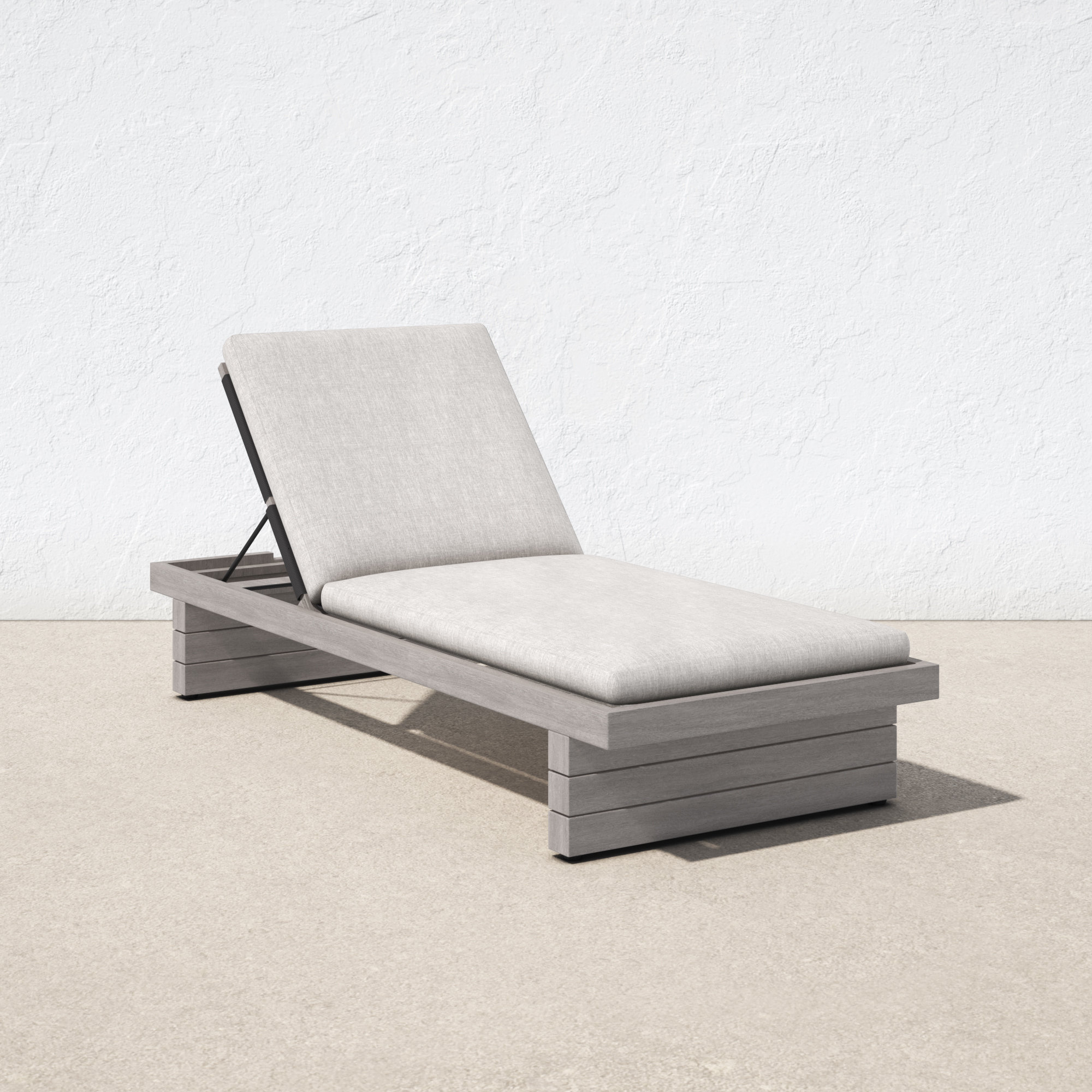 Davie 31.5'' Outdoor Teak Chaise Lounge, Gray, Stone Gray