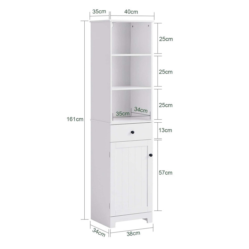 Aaleeyah Freestanding Linen Cabinet, White