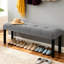 Banc rembourré gris, conception, 46,78 pouces de long, poids de 250 lb, vestibule de salon de style moderne, hauteur de 20,25 po, limite de poids