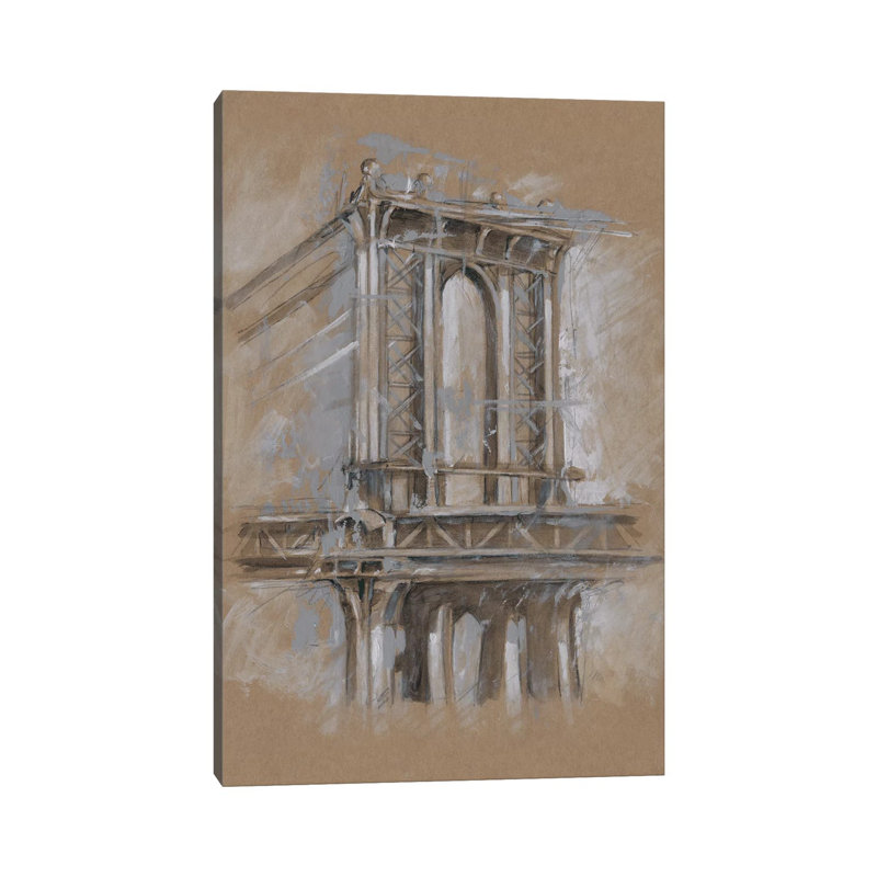 "Brushtravail architecture Study IV" par Ethan Harper, reproduction d’art, H 60 po x l 40po x P 1,5 po, Toile tendue