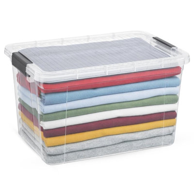 Superio 14,7 pte Bac de rangement transparent avec couvercle, boîte de rangement en plastique pour la maison