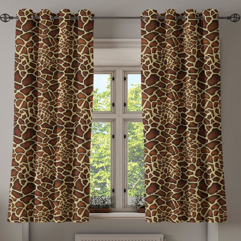 Dakota Fields Zambia Grommet Curtain Decorative 2-Panel Window Drapes, 50", Redwood Pale Yellow, 50" W x 63" L