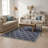 Blue and White Geometric Area Rug