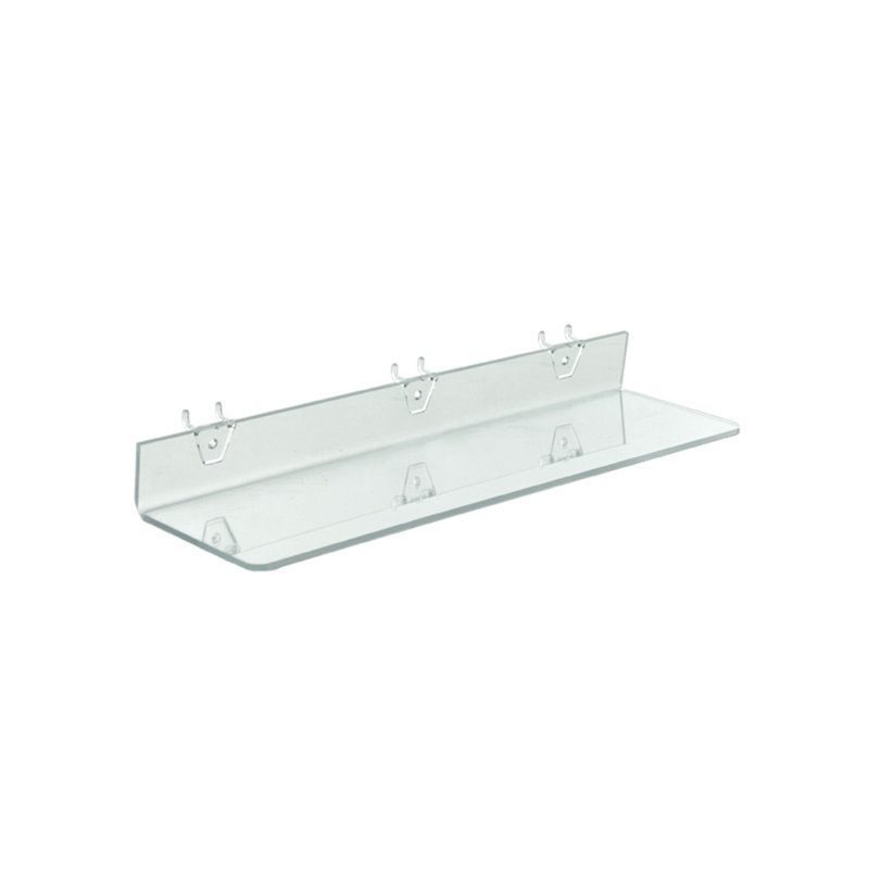 Tablette transparente en acrylique pour panneau perforé et lattes 20 po x 4 po x 2 po, paquet de 4