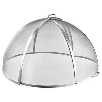 Pare-étincelles de 19 pouces pour foyer d'extérieur en forme de dôme en acier inoxydable avec poignées et tisonnier, convient pour l'extérieur, le patio, la cour, le camping et les rassemblements, conception résistante à la chaleur pour réduire le