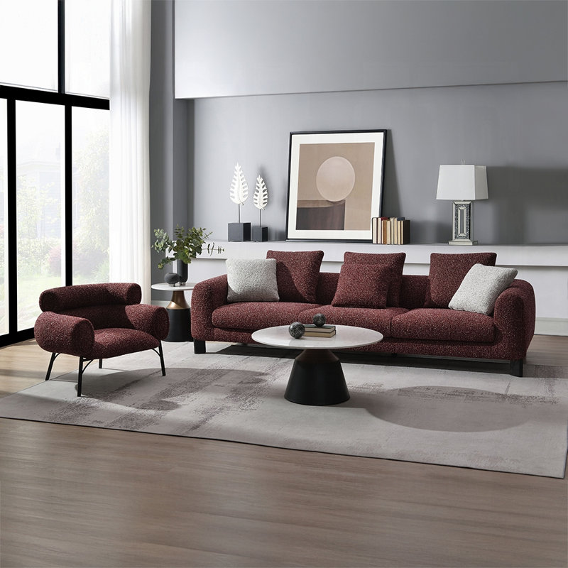 Canapé contemporain avec 6 coussins décoratifs Mardi