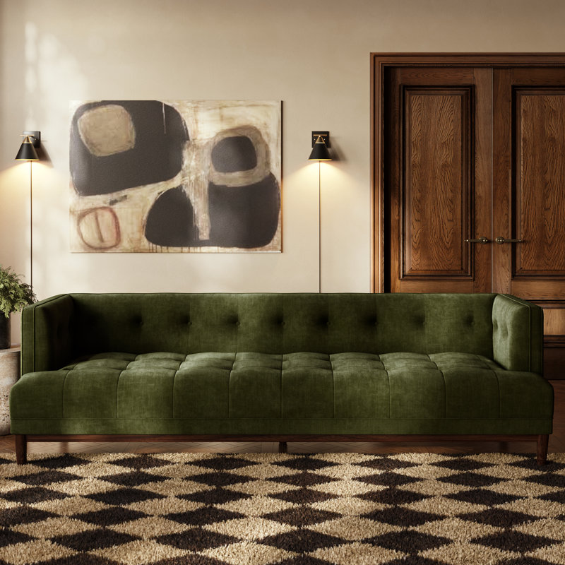 Bolton 100" Tufted Velvet Sofa, Green