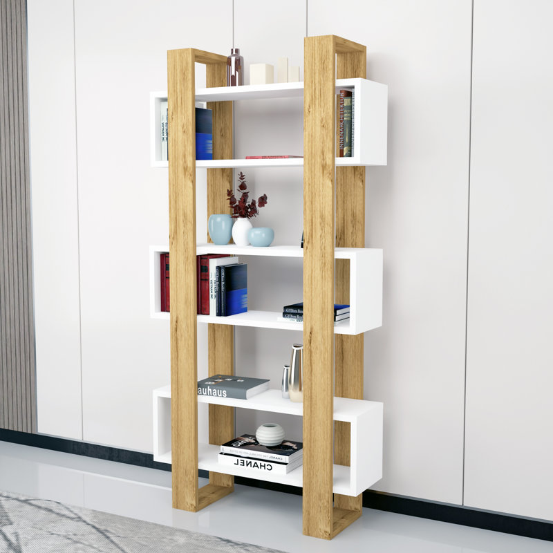 Westview 160cm H x 80cm W Standard Bookcase, Sapphire Oak, White