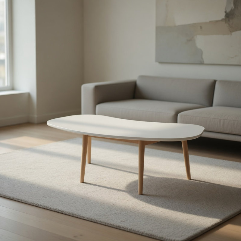 Table basse en forme de noix avec pieds en bois massif 43 po x 21 po