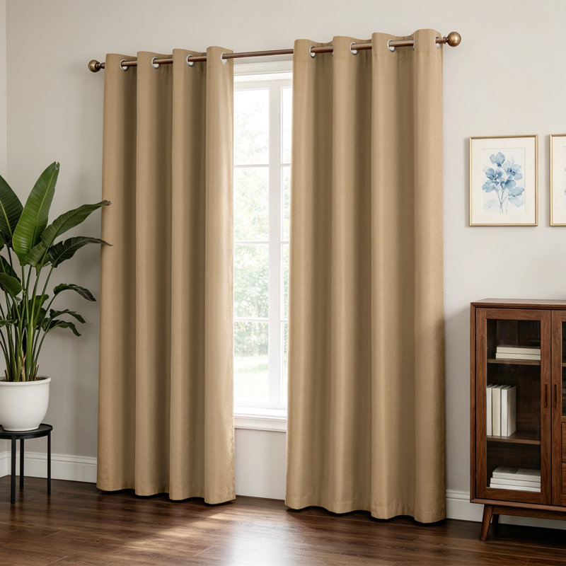 Paire de rideaux occultant 100% coton brossé avec œillets (2 panneaux), L 52 po x L 84 po, Taupe