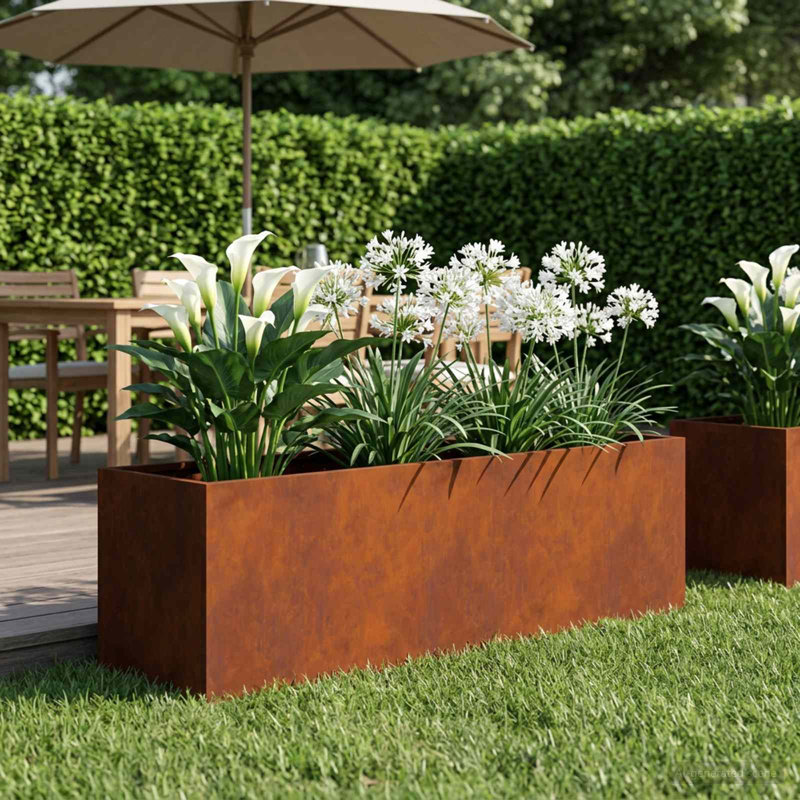 Planter Box, 30cm H x 80cm W x 30cm D, Rusty