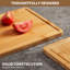 Ensemble de 3 planches à découper en bois de bambou avec compartiments - planches à découper pour la cuisine avec poignées intérieures et rainures à jus, plateau de service idéal et étal de boucher pour la viande, les légumes
