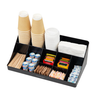 Coffee Station Organizer  (10) Compartments & Clear Acrylic Front