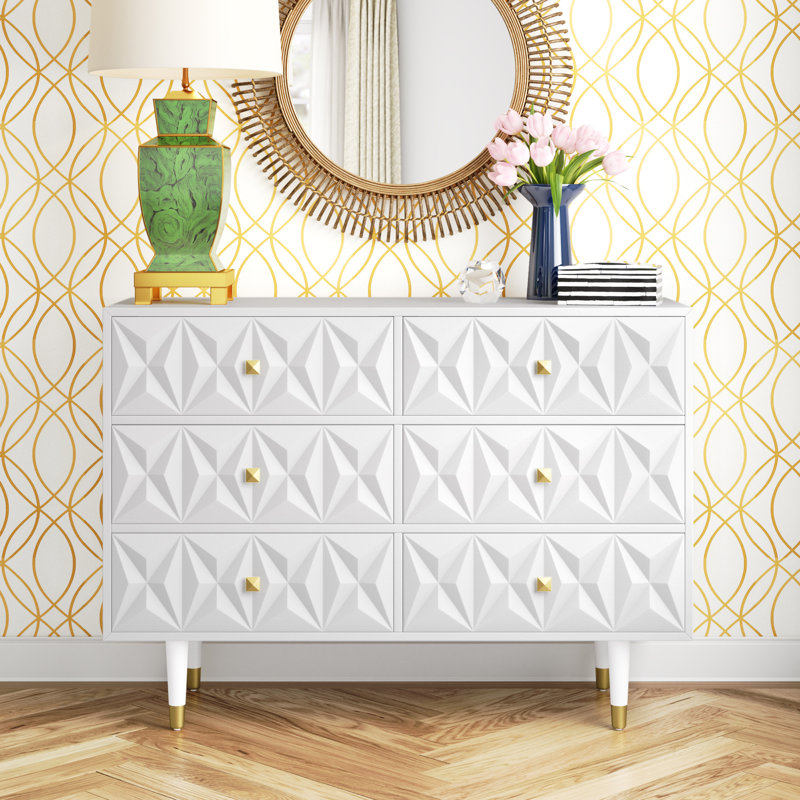 Bethli 50'' W 6 - Drawer Dresser, Solid White