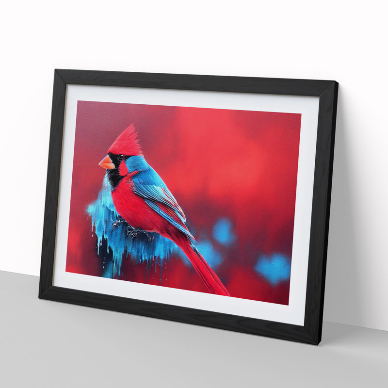 Cardinal Bird Vol.16 - Single Picture Frame Print, Black Framed, 46cm H x 64cm W x 2cm D