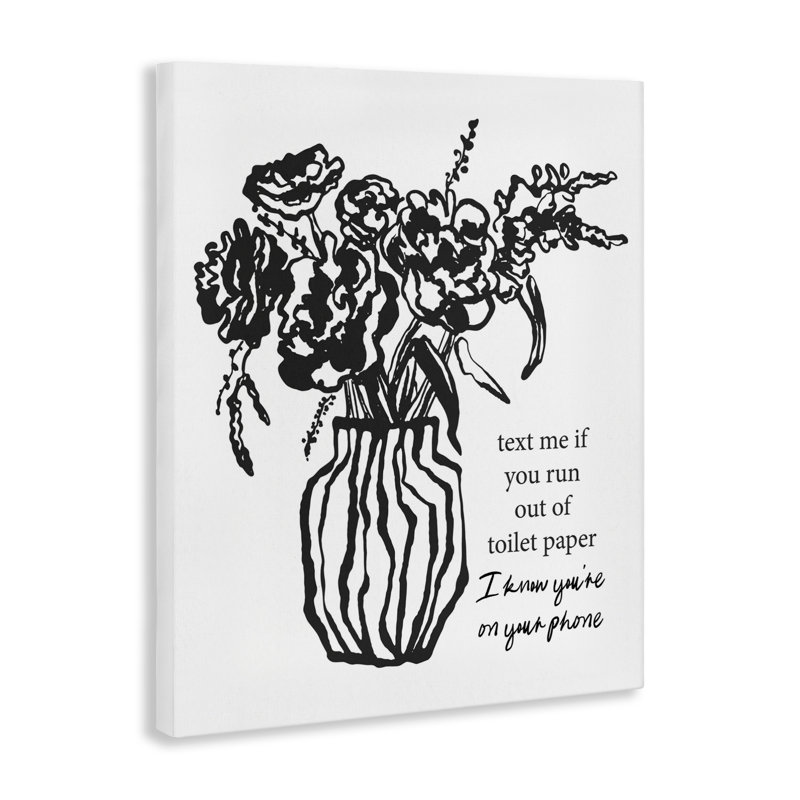 Text Me Bathroom Florals Canvas, design par Lettré et doublé, H 30 po x l 24 po