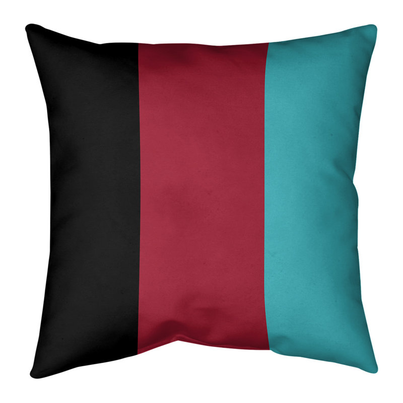 Coussin en lin rayé Arizona baseball, 26 po x 26 po, Noir / rouge / sarcelle, Housse de coussin seulement - sans coussin