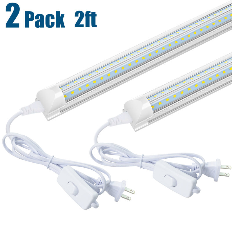 16W 1920LM, T8 2FT Integrated Shop Light, 270 Degree Lighting, Clear Cover, 5000
