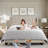 Fabric Upholstered Bed,Tufted Headboard Adjustable Height Bed Frame-1400663570-1400663535