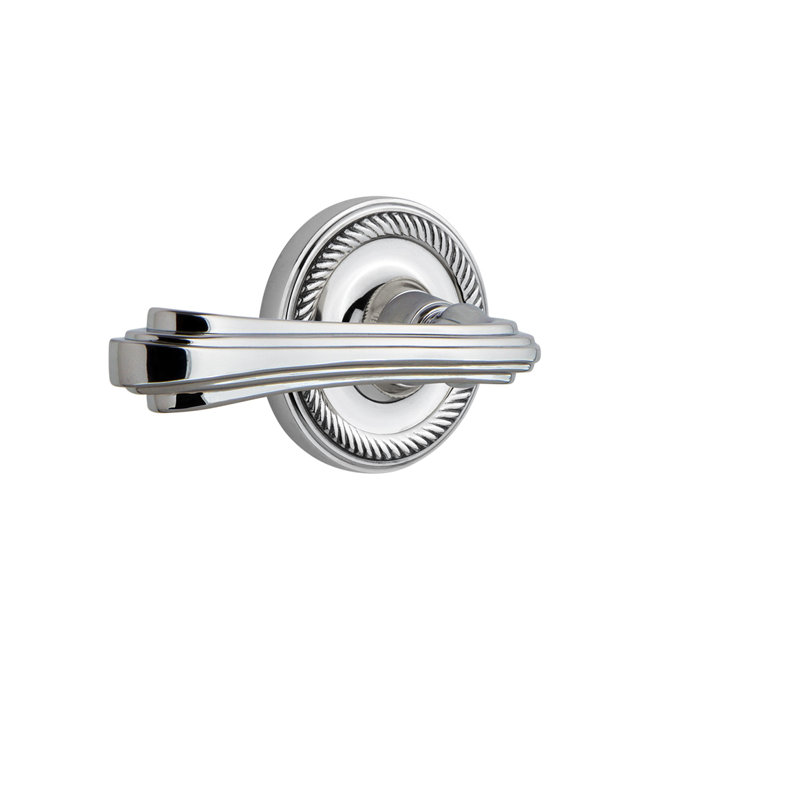 Rope Rosette Double Dummy with Fleur Lever, Bright Chrome