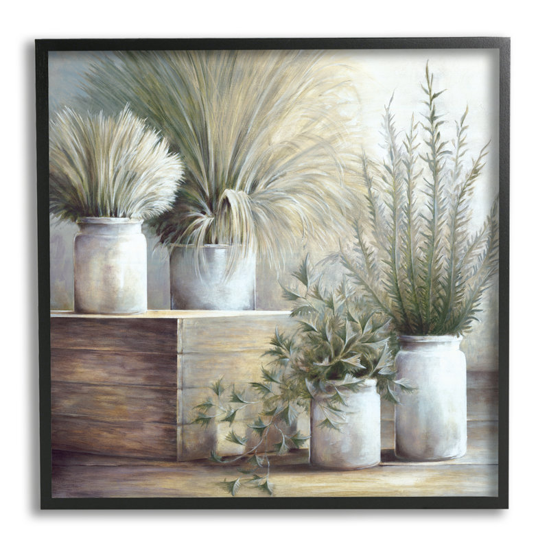 «Mixed Pots House Plants Interior Garden Still Life» par White Ladder - peinture sur toile à cadre flottant