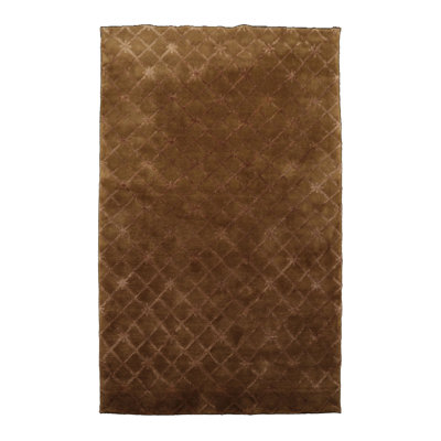 Tapis transitionnel brun en laine et bambou noué à la main 5 x 8