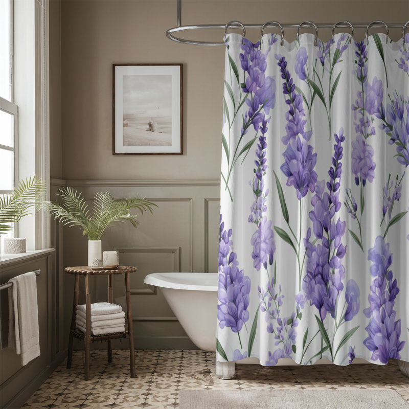 Lavender Tranquillity - 1 Piece Standard Shower Curtain, 74"H x 71"W