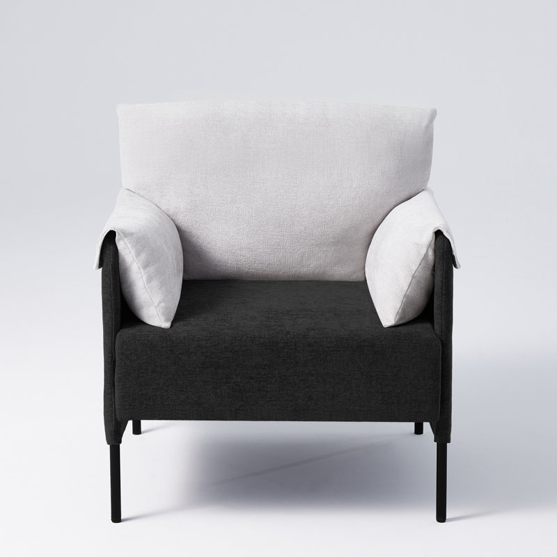 32" W Contemporary Color-Blocked Accent Chair (Set Of 2), Black