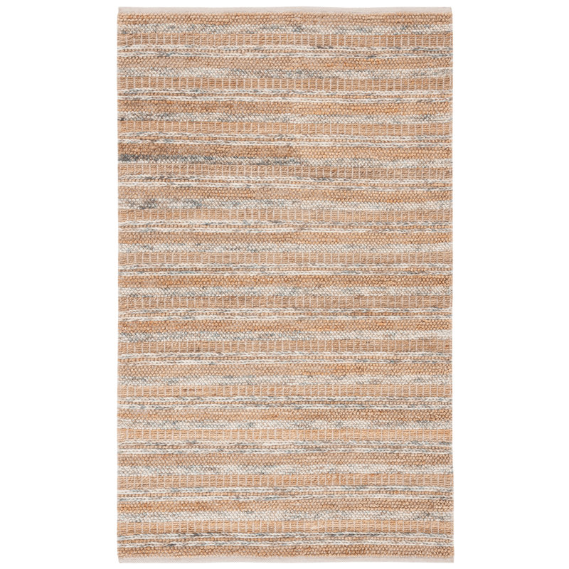 Kharley Hand Woven Wool/Jute/Cotton Striped Rug in Brown, Rectangle 6' x 9'