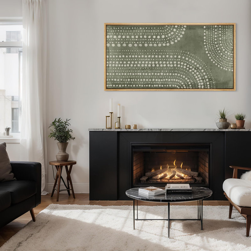 Impression sur toile encadrée matricielle abstraite Mid Mid Century, H 30 po x l 60 po, Naturel