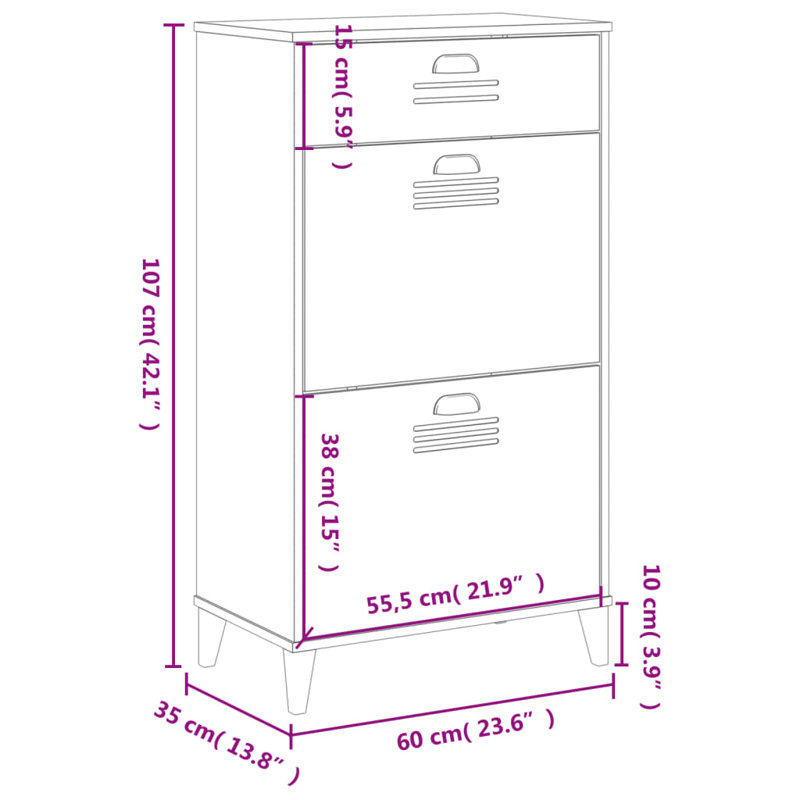 8 Pair Shoe Storage Cabinet, White
