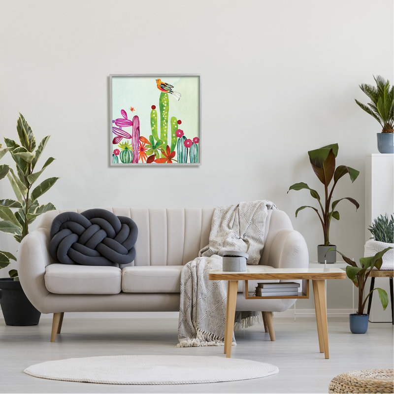 «Desert Bird On Cactus» par Claudia Bianchi, H 24 po x l 24 po x P 1,5 po, Estampe numérique Farmhouse