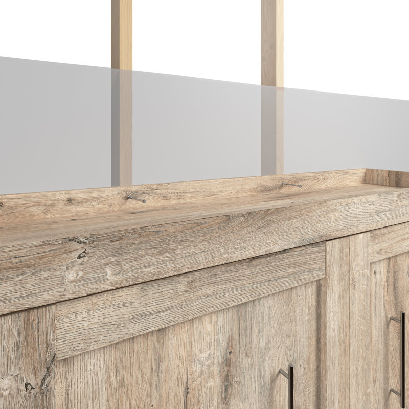 Arlex Murphy Bed with Shelving and Drawers, Full, Rustic Brown