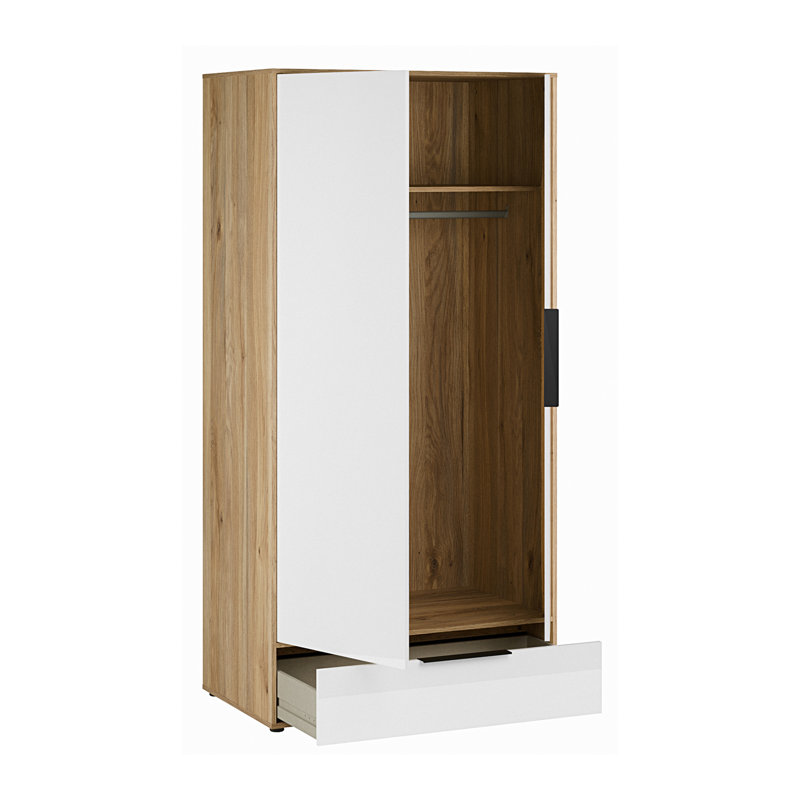 ORKNEY 2 Door Manufactured Wood Wardrobe, White/Warm Oak